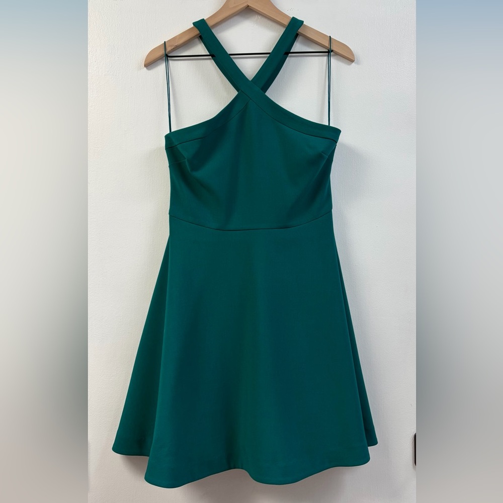 Likely Teal Green Halter Neck A-Line Dress
